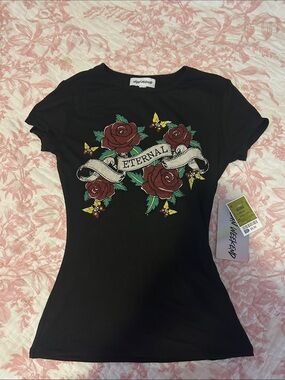 Weekend Brand Black 'Eternal' Rose Graphic Tee